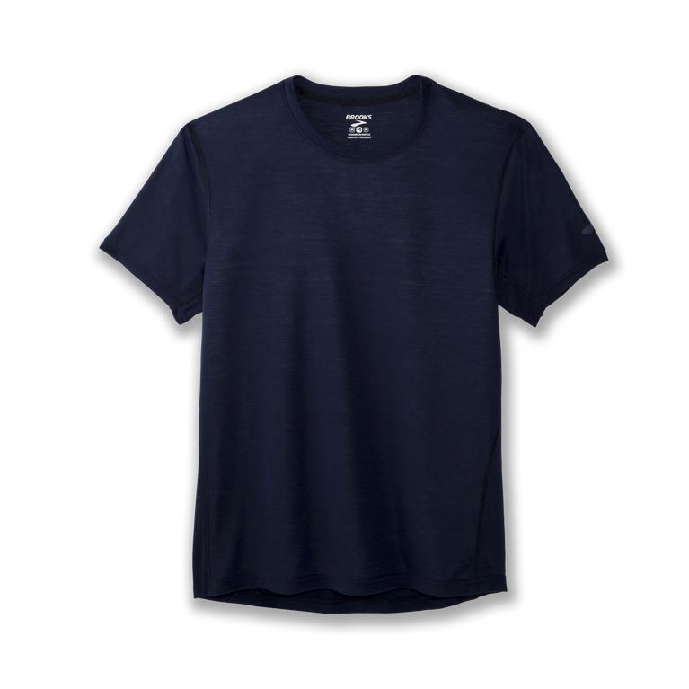 Brooks Distance Men's Short Sleeve Running Shirt - Navy (60471-MUDT)
